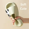 Comfortable soft soled women's slippers Shock-absorbing Home slippers Non-slip Bathroom slippers Cute Panda print flat slippers 5