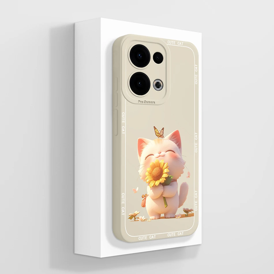 Cute Cat Panda Soft Liquid Silicone Phone Case - Full Coverage Anti-Drop Back Cover