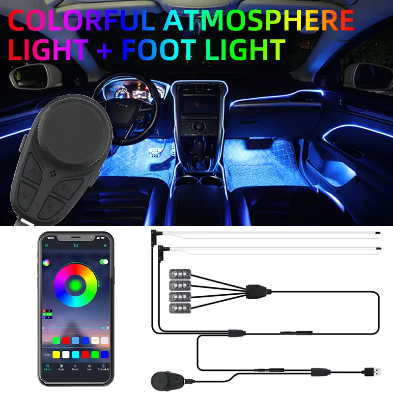 

Car Ambient styling Foot Light Neon Music Control App RGB Console Center Dashboard Lamp car Interior Decorative Atmosphere Light