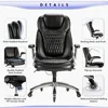 Ergonomic High Back Leather Office Chair with Upgraded Casters-Black Swivel Desk Chair Home Study Meeting Room-Adjustable Height 4