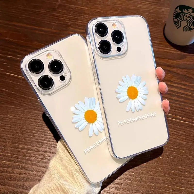 Little Daisy Shockproof Clear Phone Case with Screen Protector