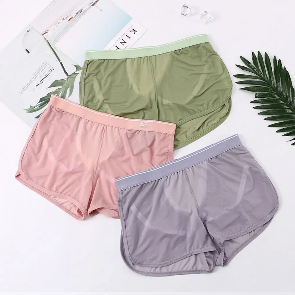 

Men'S New Summer Ice Mesh Arrow Pants Shorts Men'S Boxer Shorts Nightwear Quick Drying Sports Fitness Simple Home Pants