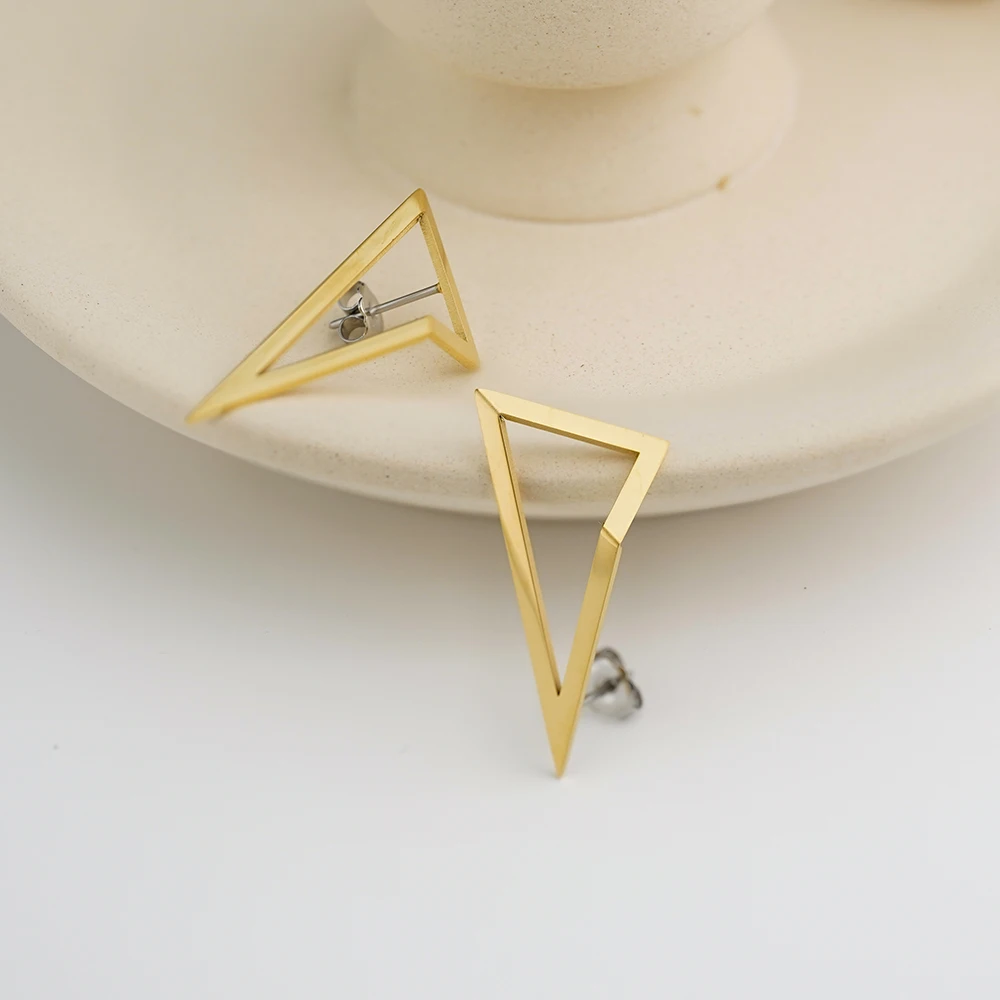 ENFASHION Piercing Triangle Stainless Steel Earrings For Women Christmas Pendientes Mujer Fashion Jewelry Earings 2022 E221472