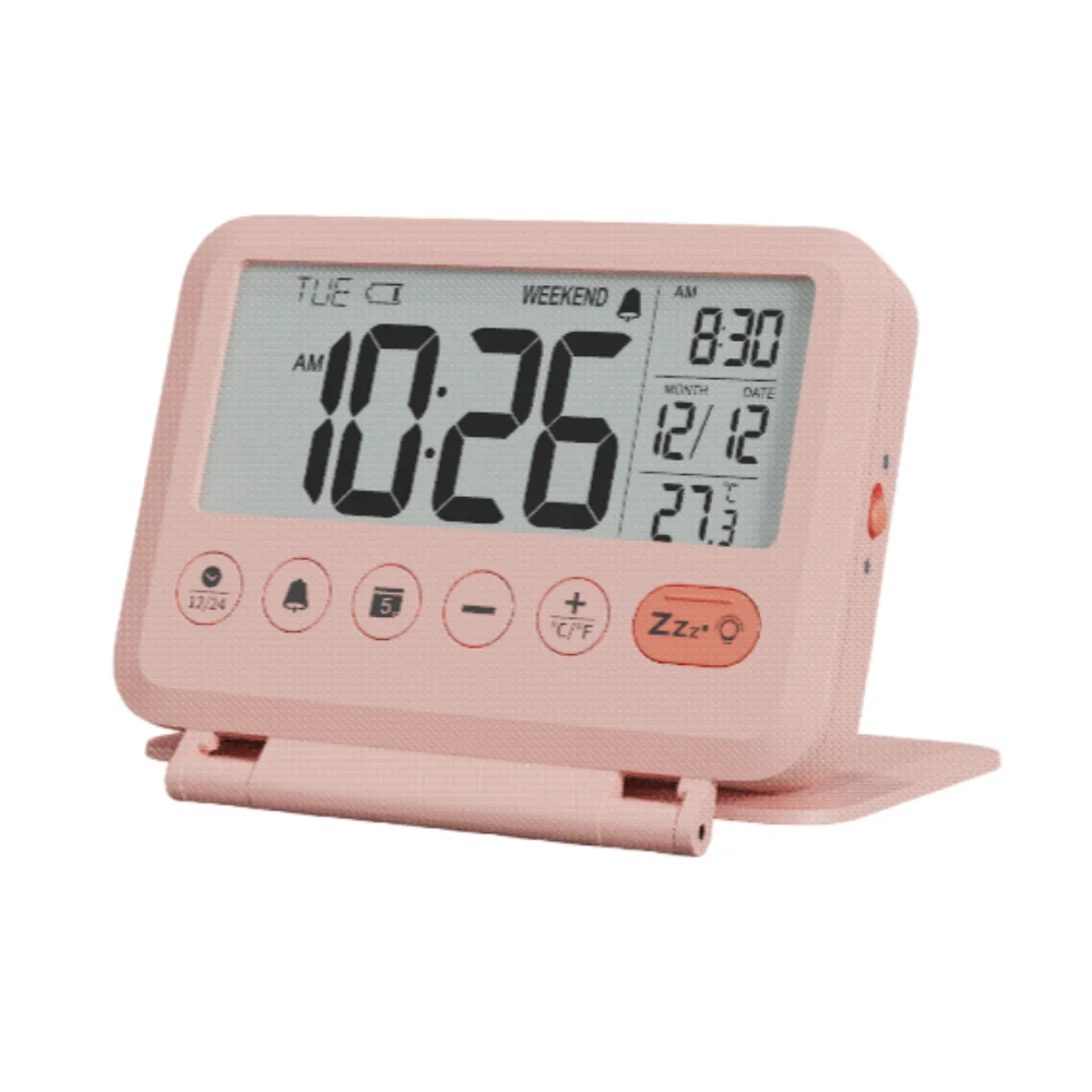 Fashion Fold Mini Travel Alarm Clock With Calendar Home Digital LCD Home Desk Clock Traveling Alarm Clock Portable Desktop Clock