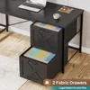 Corner Computer Desk, Reversible L Shaped Computer Desk with Fabric Drawers and Power Outlet, Gaming Desk with Led Lights, Hutc 6
