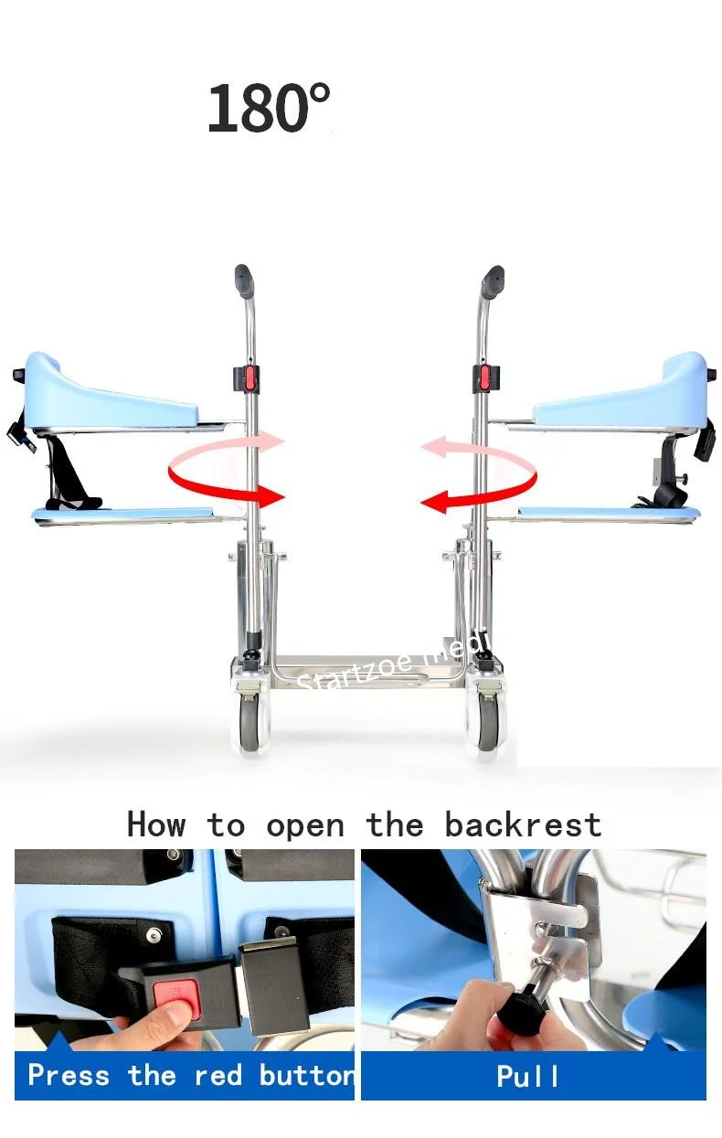 double hyraulic operate motorized drive patient lifting up transfer chair shower commode chair transport wheelchair rollator 2