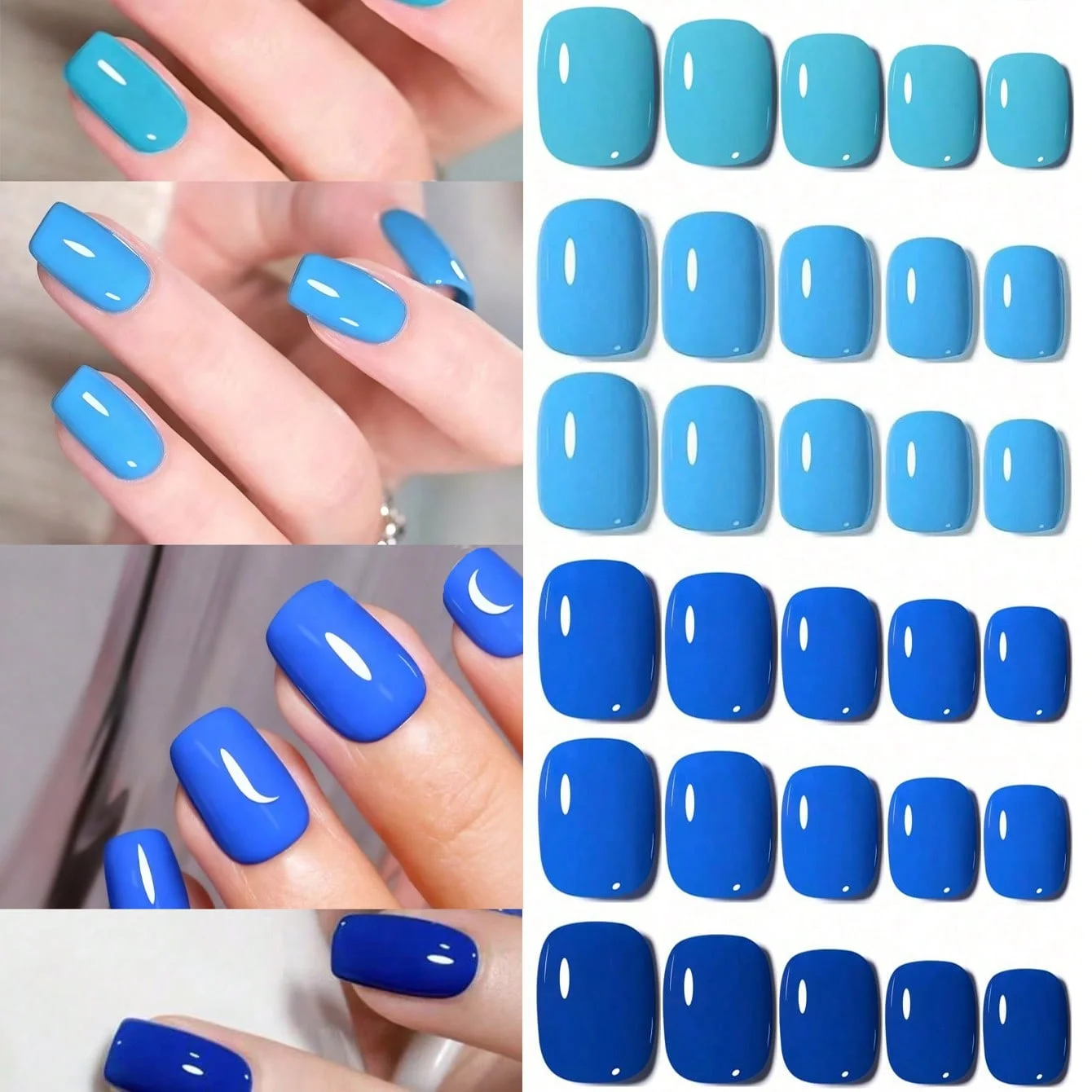 96PCS-Matte Style Pressed Medium Square Solid Color Nail Acryl Fake Nail Coffin Acryl Nail – Detail 4