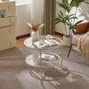 25.6" Round Coffee Table, Transparent Glass Coffee Tables for Living Room, 2-Tier Coffee Table with Storage, Modern Center Table 1