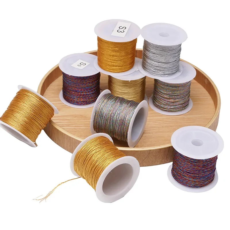 0.2mm-0.8mm Gold/Silver/Gradient Macrame Cord Thread Braided String for macrame cord