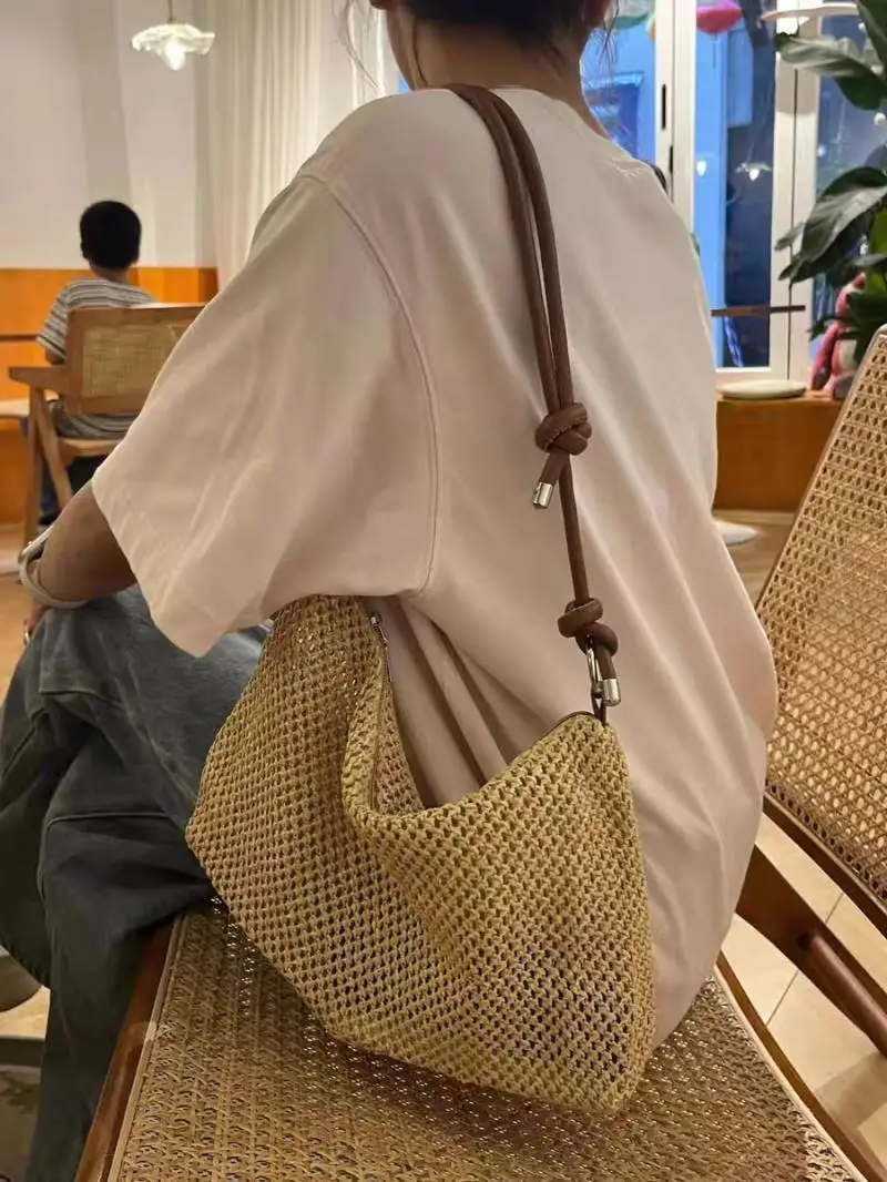 JIAERDI Summer Holiday Travel Woven Bag Fashionable Leisure Beach Straw Shoulder Bag Ladies Versatile Casual Crossbody Bags 2025