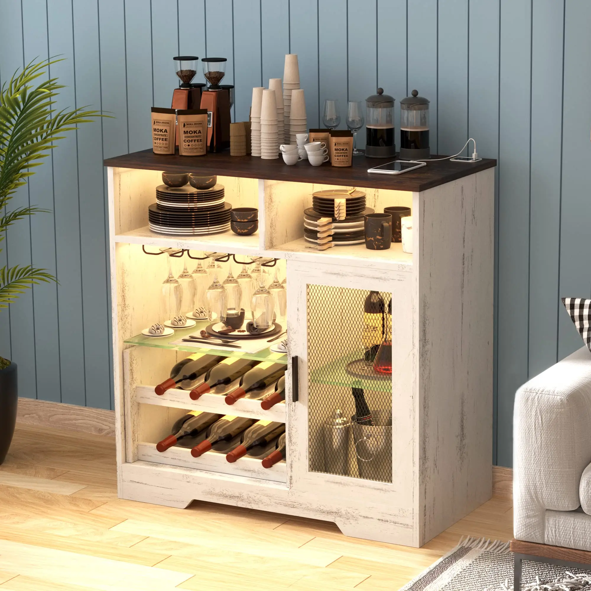 et Cabinet with Storage Kitchen Storage Cabinet Coffee Liquor Wine Bar Table Multipurpose Side Console Table