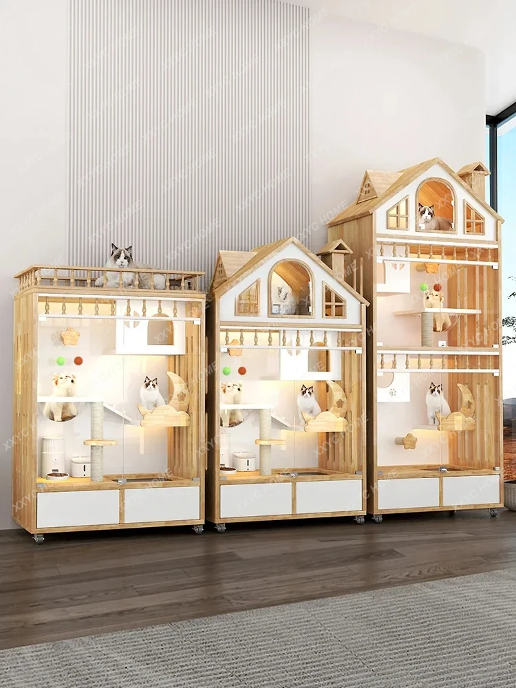 Cat Villa Household Toilet with Drawer House Cattery Indoor Large Space Does Not Cover an Area of Cat Cage