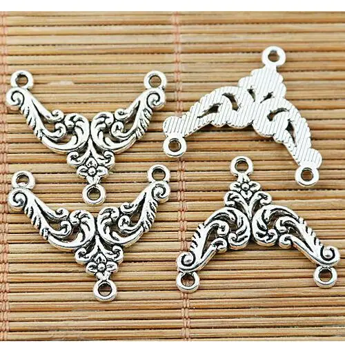 

10pcs 23*27mm hole 1.7mm tibetan silver color flower plant 1-2holes connector EF1425