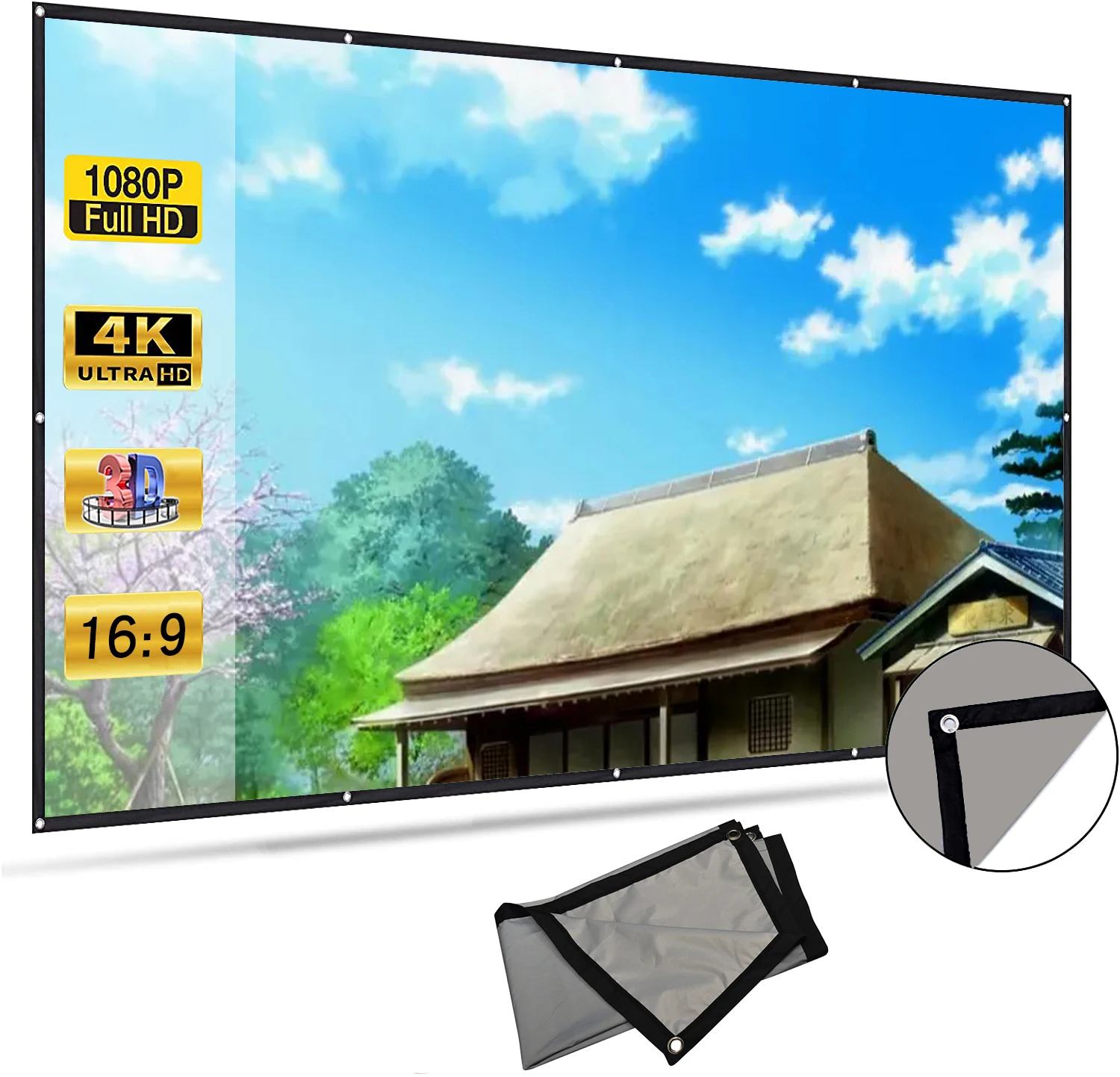 Foldable and Portable Projection Screen projector screen projection screen Metal Anti light 30-133 inches Suitable for Low Lumen Projectors and High-definition