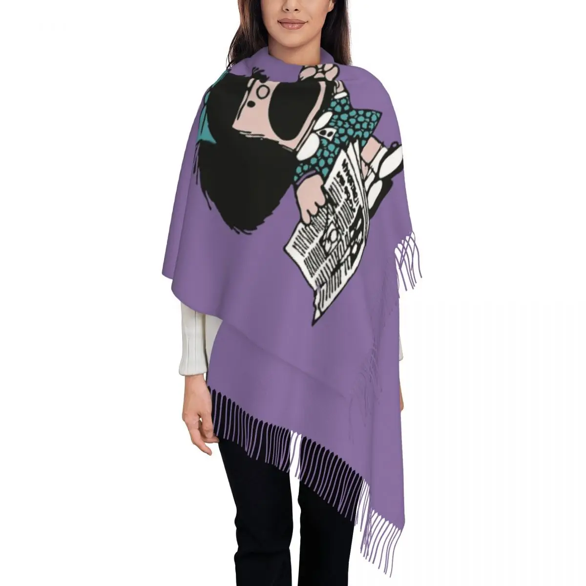

Mafalda Protesting Scarf for Womens Warm Winter Shawls and Wrap Cute Kawaii Cartoon Long Shawl Scarf Daily Wear