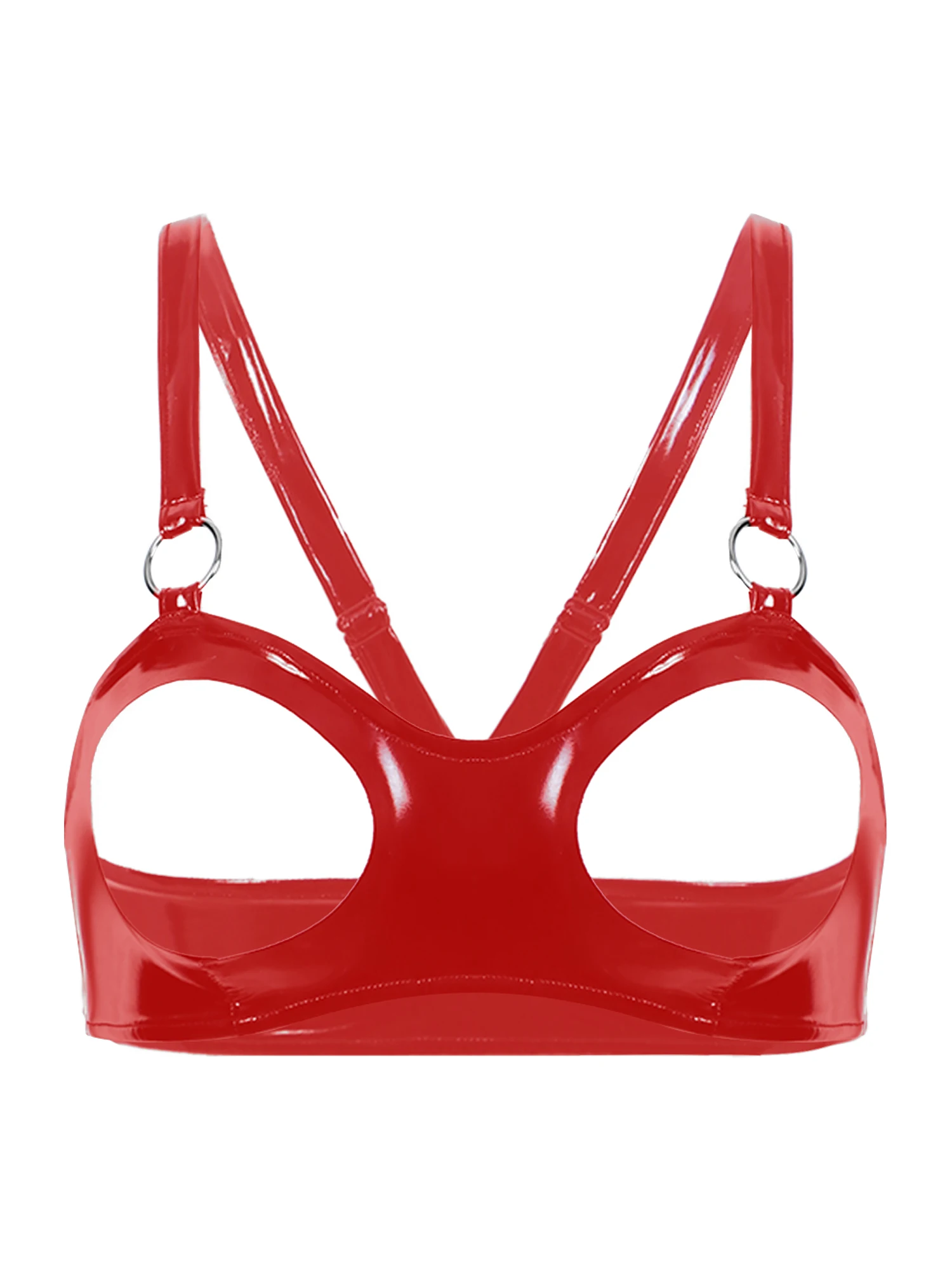 Sexy Open Cup Bra Lingerie for Womens Wet Look Patent Leather Open Nipple Exposed Breasts Bralette Clubwear erotic lingerie
