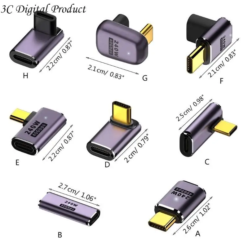 휴대용 USB C 어댑터 U자형 일자형 어댑터 Type-C Female Type-C Q84A