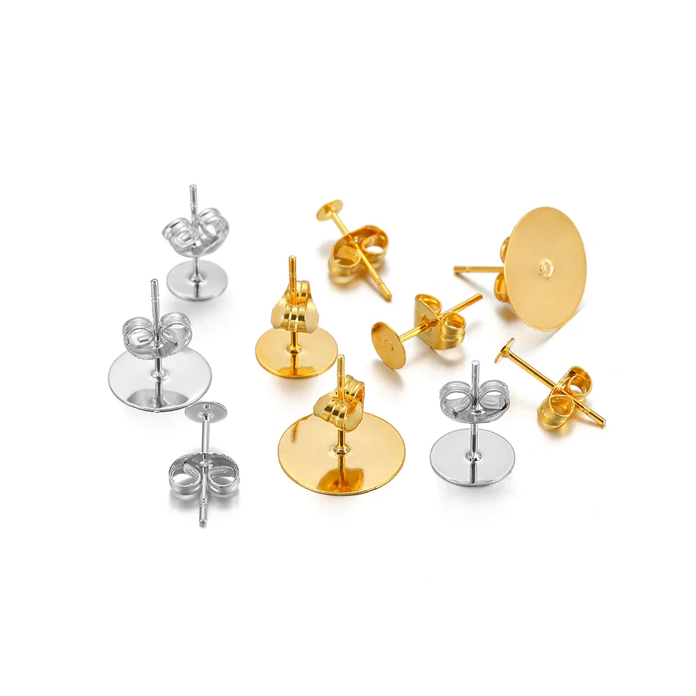 50/100 Stück Edelstahl Blank Post Ohrstecker Basisstifte Cabochons Einstellungen Ohrrücken Erkenntnisse für DIY Schmuck Ohrringe Herstellung – Detail 2
