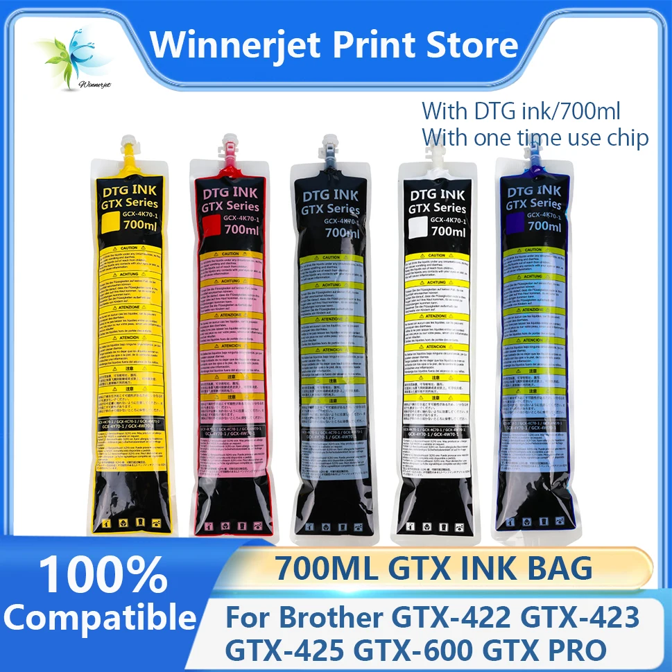 DTG Ink Pack Bag White GTX Ink Chip for Brother GT4 GTX 422 423 455 600 Pro DTG Printer Bulk Pouch