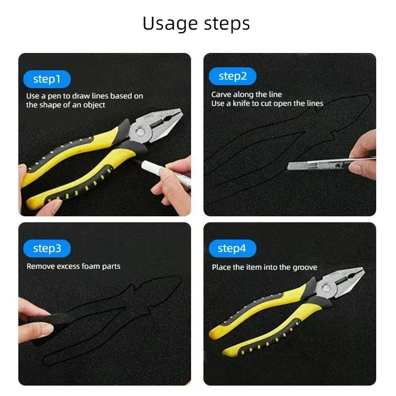 Boîte à Outils En Mousse Absorbant Les Chocs, 100x50cm, Feuille D'éponge Découpée Pour étui Rigide, Mousse Ombre Haute Densité, Insert 200x50cm