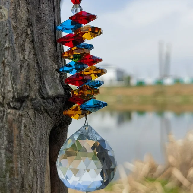 Napsütő Lógó Kristálygolyó Fogó Medálok Szél Haragszalag Szivárvány Nyolcszög Prizma Ablak Csengő Karácsonyfa Otthoni Dekoráció - Image 2