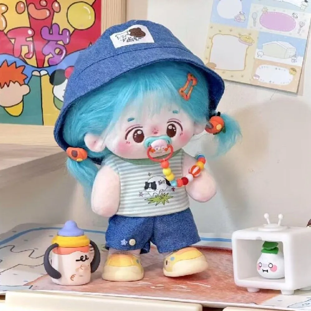 1 set Striped T-shirt 10/20cm Cotton Doll Clothes Summer Set Cartoon Pattern 20cm Cotton Doll's Clothes Outfit Fashion