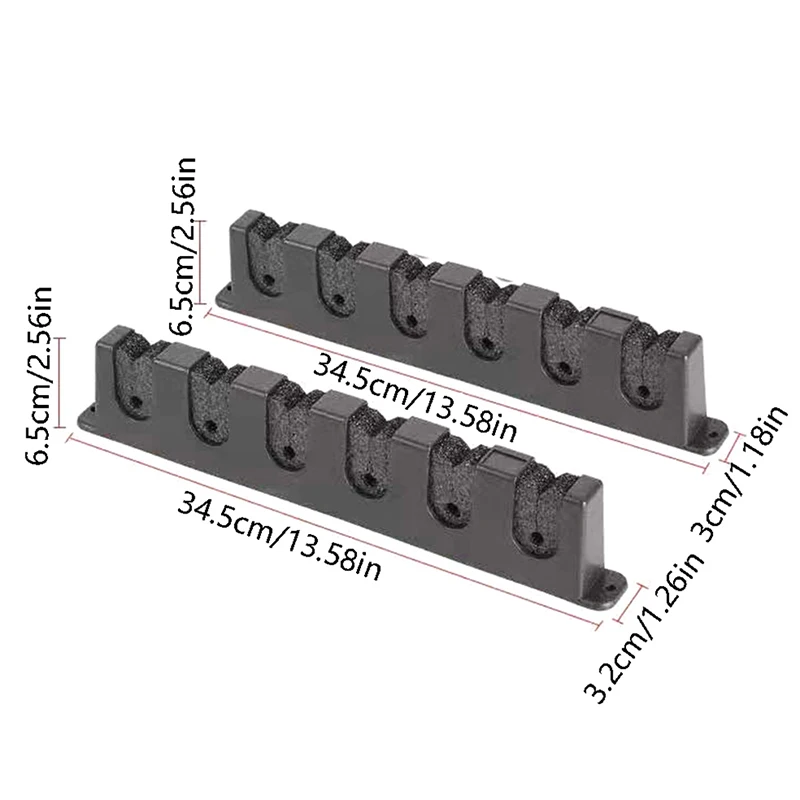 Hengelhouder Standset 6 Gaten Zwart Abs Plastic Slijtvast Duurzaam Horizontaal Aan De Muur Gemonteerd Paalrek