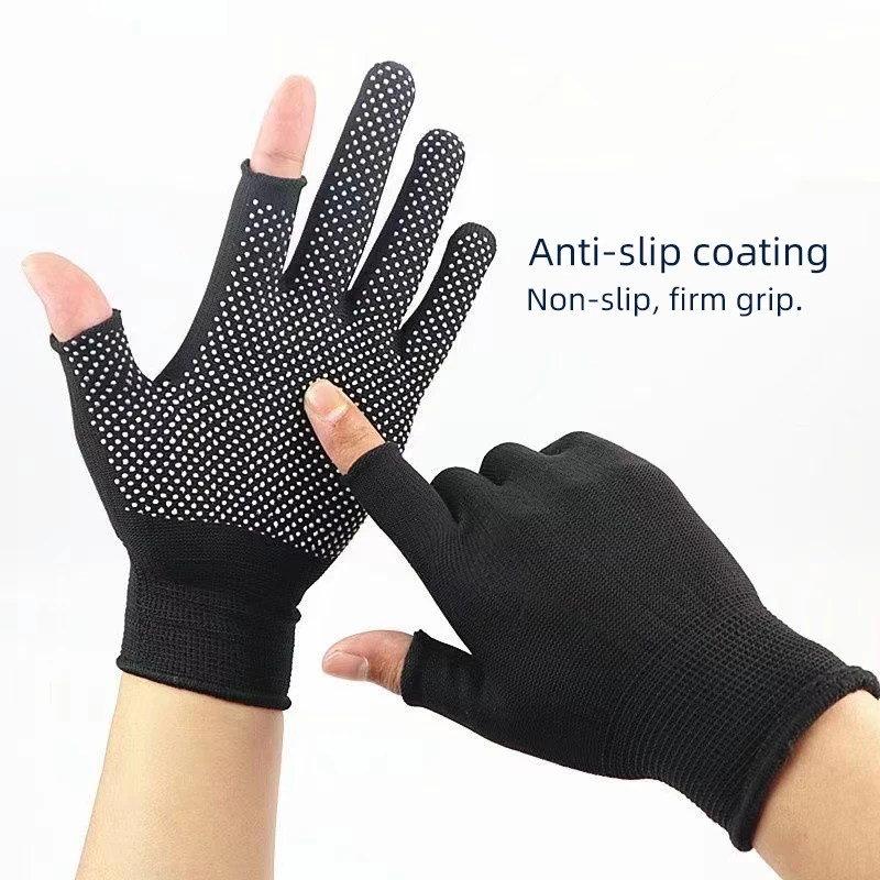 Nylon Anti-slip Fishing Gloves Two Fingers Dispensing Cut Fishing Outdoor Sports Breathable Gloves Half Finger