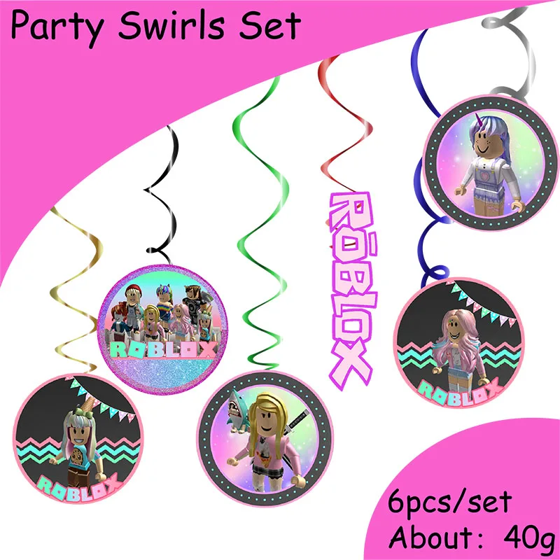 6-teiliges Set Robloxed-Themen-Partydekoration Wirbel für Geburtstage und Events Hängende Deckenspiralen – Detail 3