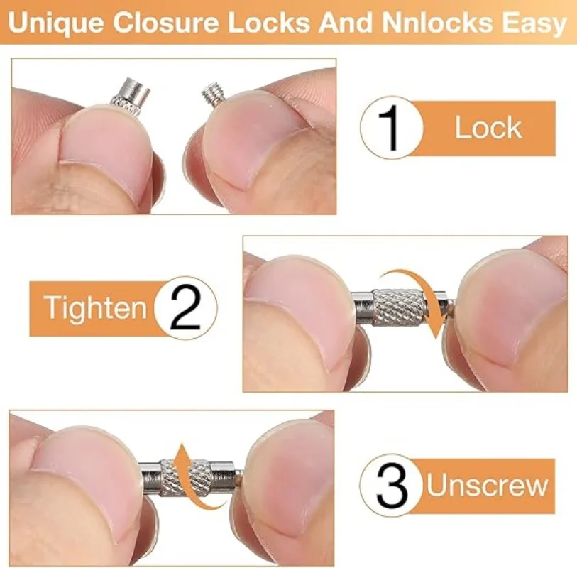 Metal Keychain Keychain Tag Ropes Stainless Steel Wire Cable Loop Screw Lock Gadget Ring Key Keyring Circle Camp Hanging Tool Hardware