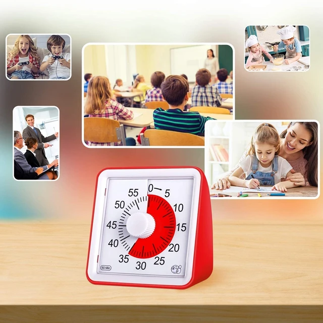 Timer visivo, Timer per bambini da 60 minuti, conto alla rovescia da 3  pollici, Timer analogico