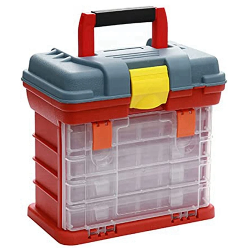 

Detachable Toolbox With 4 Layers And 72 Compartments Can Place Screws, Nuts And Wrenches Capacity Stool Carrying Handle