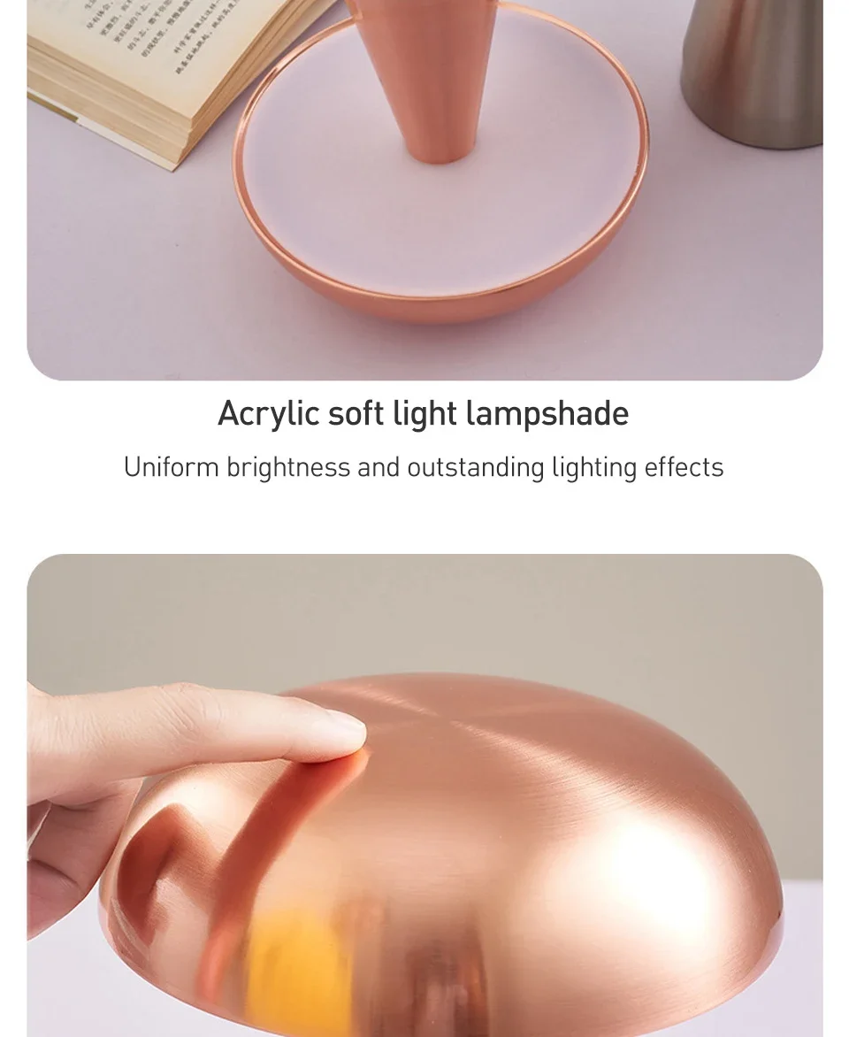 Metal Mushroom LED Home Decor Table Lamp Creative Living Room Bedroom Atmosphere Light USB Charge Touch Night Light Bar Lamp