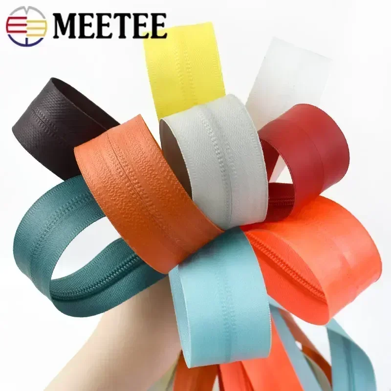 Meetee 1/2/3/5M 5# Nylon Waterproof Zipper Plastic Zippers with Reverse Zip Slider DIY Garment Outdoor Bags Sewing Accessories