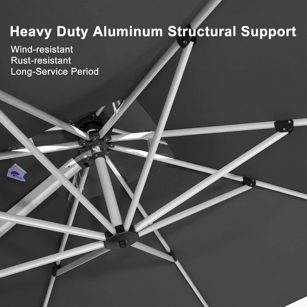 10' X 13' Patio Umbrella Outdoor Rectangle Umbrella, Large Cantilever Umbrella Windproof Offset Umbrella,Heavy Duty Sun Umbrella 5