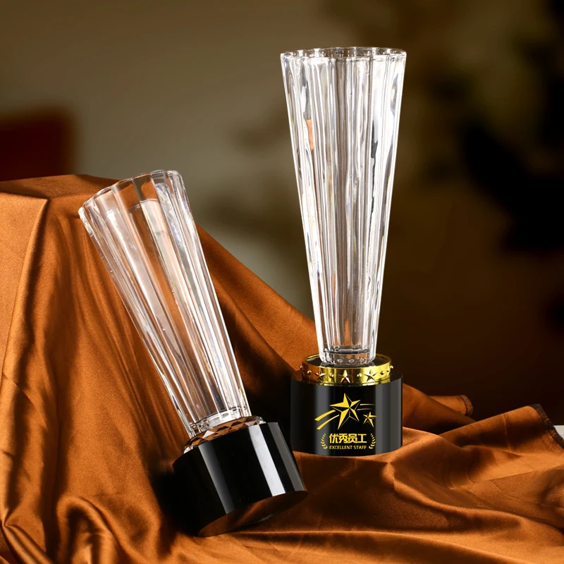 Customized Vase Shaped Crystal Trophy, Annual Meeting Award Outstanding Employees Corporate Creative Home Decoration Honors, 1pc