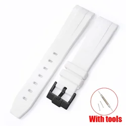 Curved End Silicone Sport Watch Band - Soft Rubber Strap 20mm for 20mm (White 02)