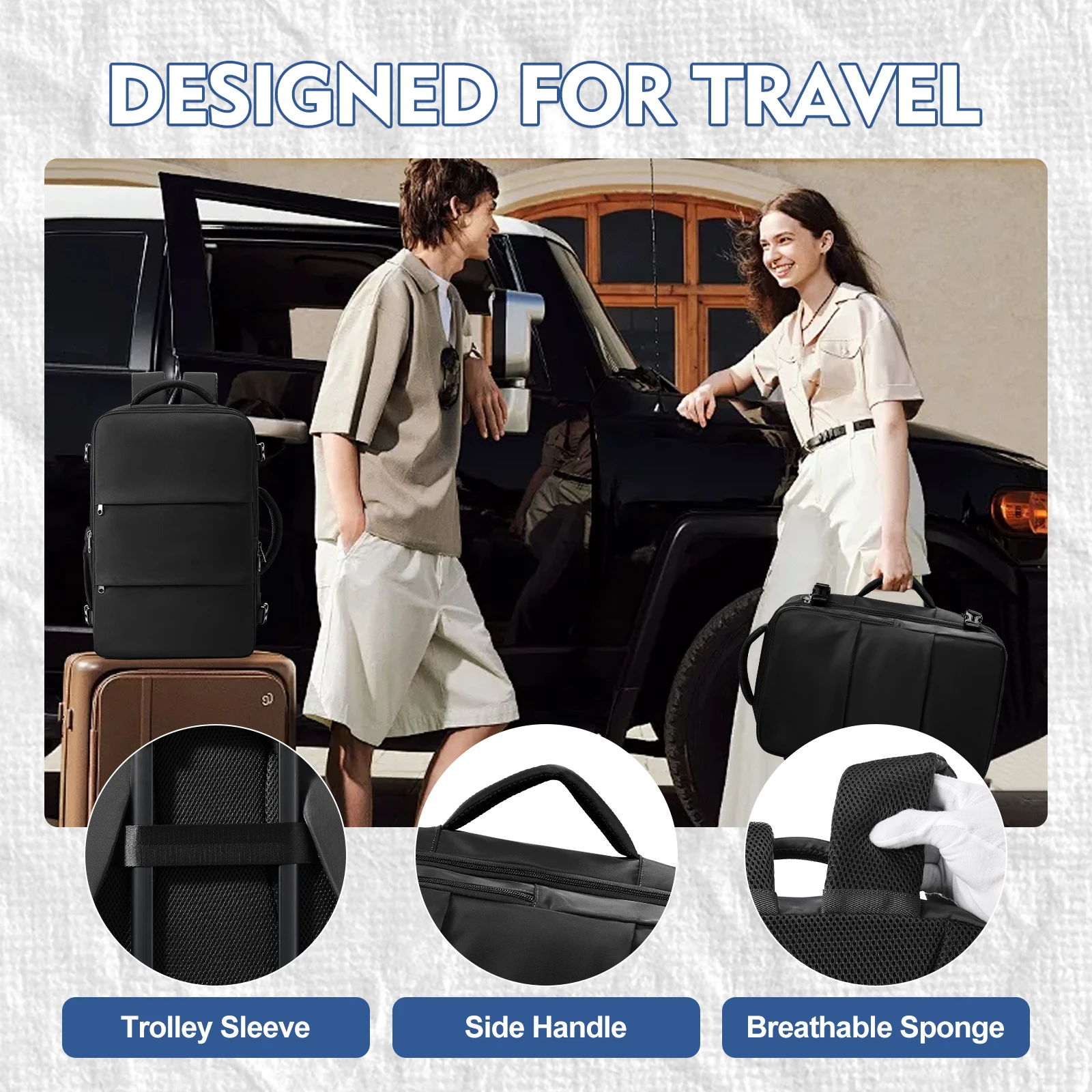 Large Capacity Travel Backpack Underseat Cabin Bags Carry-On Airplane Backpack, Work Bussiness Laptop Backpack Casual School Bag