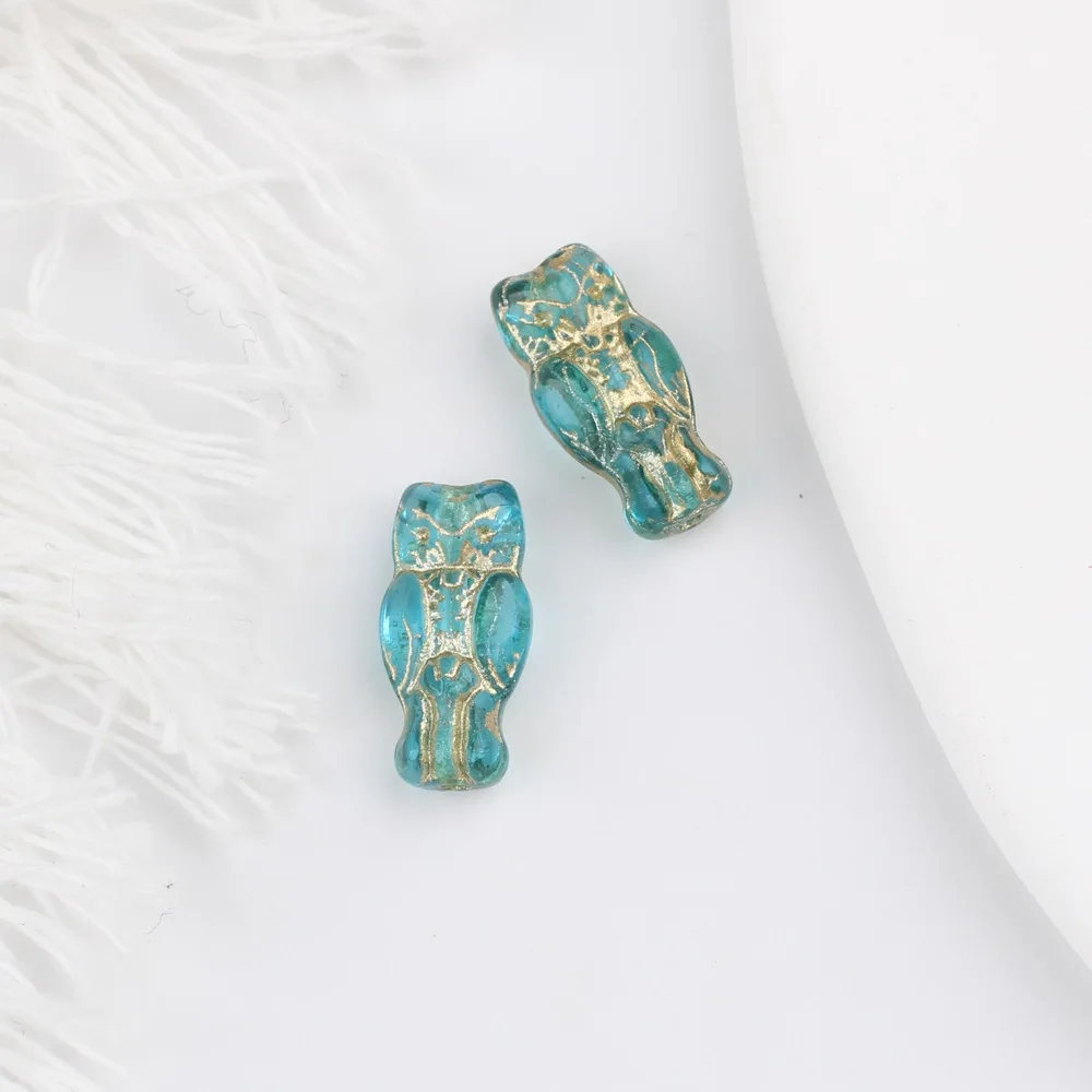 10 teile/los 7*14MM Tschechische Glas Retro doppelseitige Eule Perlen Perlen Anhänger Charms für Halskette Schmuck diy Zubehör – Detail 9