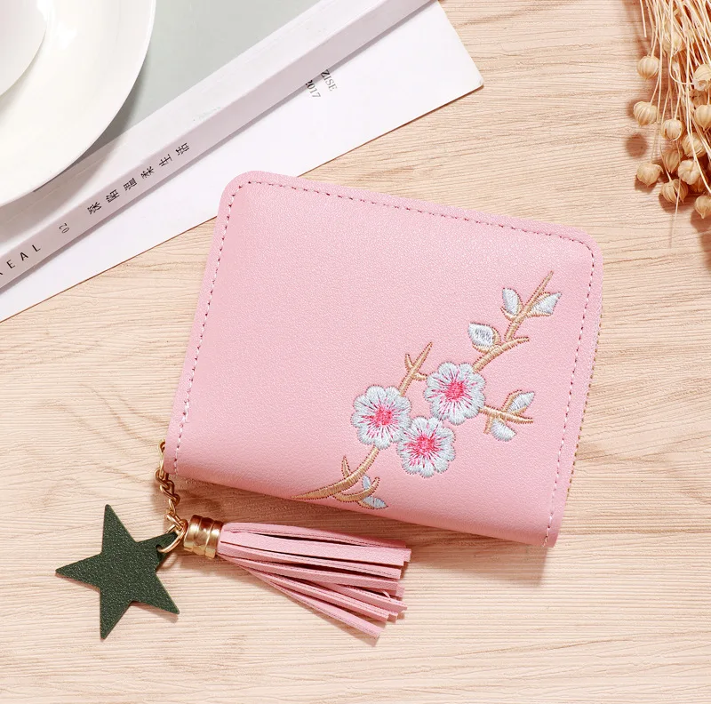 1PC Women Small Wallet Ladies Mini Tassel Wallet Cute Girl Short Zipper Lovely Pu Leather Coin Purse Female Hand Wallet Purse 