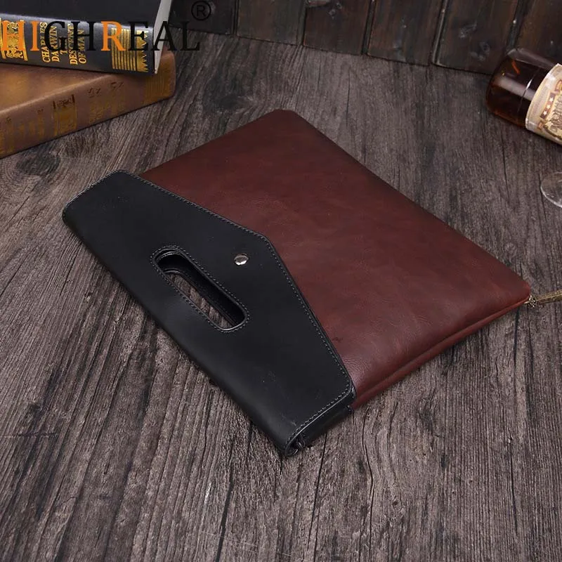 

Мужской деловой клатч из кожи Крейзи Хорс, дизайнерская сумка-конверт, повседневный вместительный клатч, портфель для мужчин