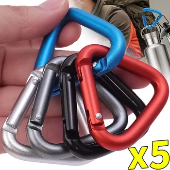 1/5pcs Triangle Carabiner Outdoor Camping Hiking Keychain Snap Clip Hook Kettle Buckle Carabiner Accessories Aluminium Keychain