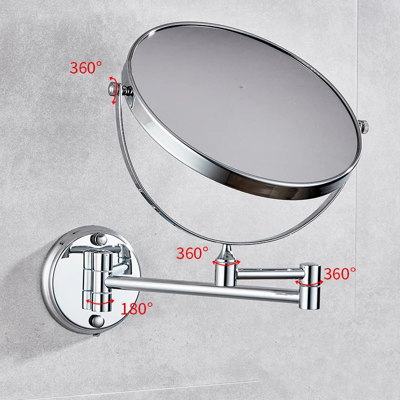 Bathroom Makeup Mirror Wall Mounted Cosmetic Extendable Shower Black Luxury Folding Mirror Extend Double Side Mirror for Hotel 5