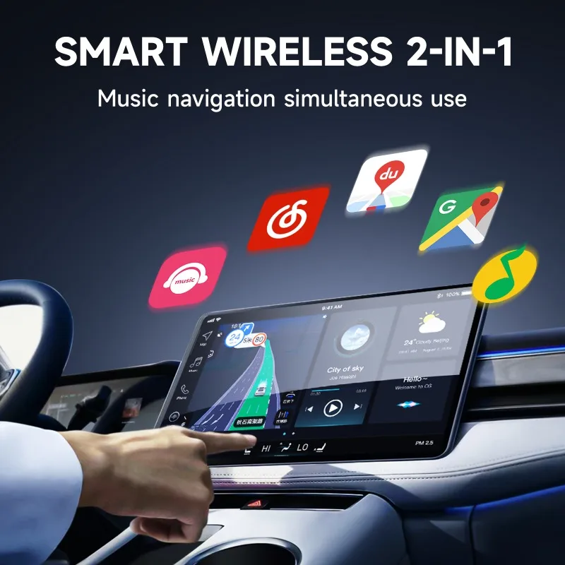 2 In 1 Wired to Wireless Carplay Adapter for Apple Dongle Plug&Play Easy Connection Super Mini Car Play Adapter for Built-in Car