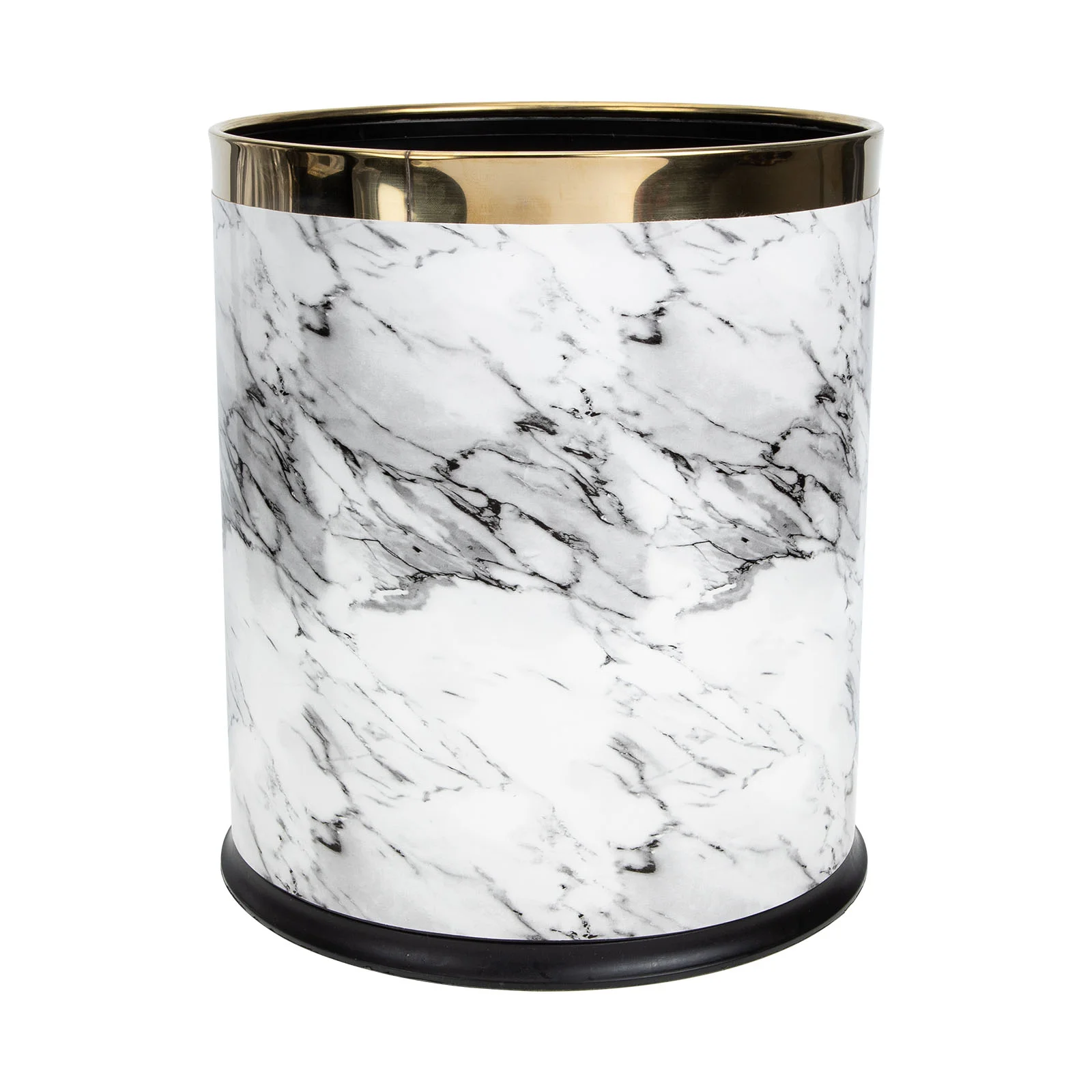 

Small Trash Can Wastebasket Marble Garbage Container Bin for Bathrooms Powder Rooms Kitchens Home Offices White