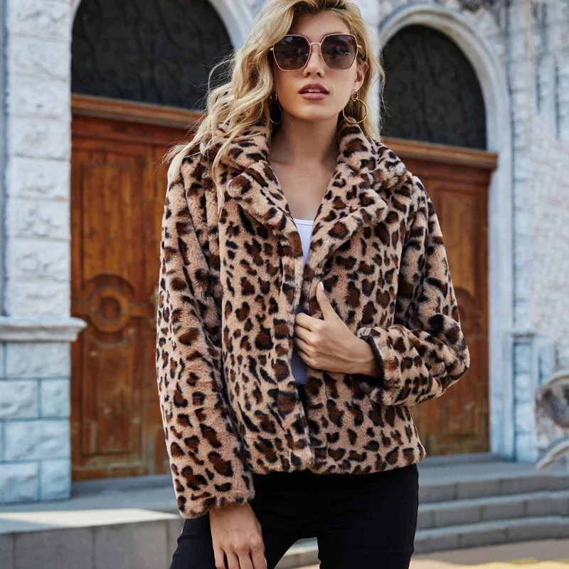 

Autumn Leopard Faux Fur Coat Women Long Winter Coat Woman Warm Ladies Fur Jacket Female Plush Teddy Coat Outwear