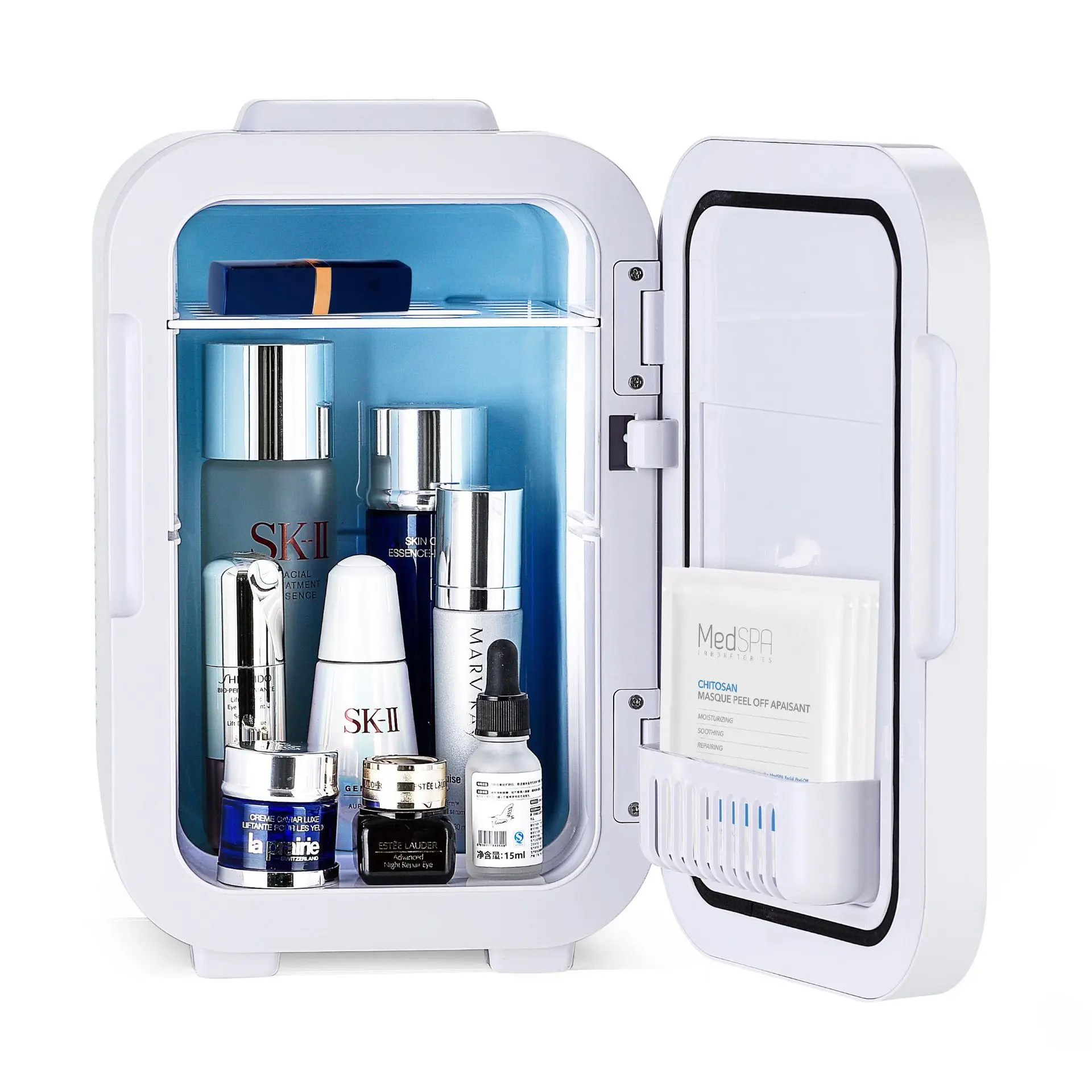 Mini Fridge 10L Car Home Dual Use LED Light Temperature Control Makeup Cosmetic