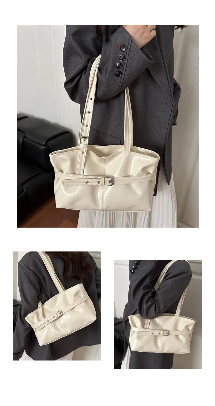 Large Capacity Women’s Shoulder Bag Tote Commuter Bag Simple Vintage Cross-Border New Style Bag Versatile Sensation 2025