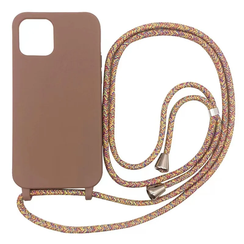 Minimalist Silicone Crossbody Case with Adjustable Rope Lanyard