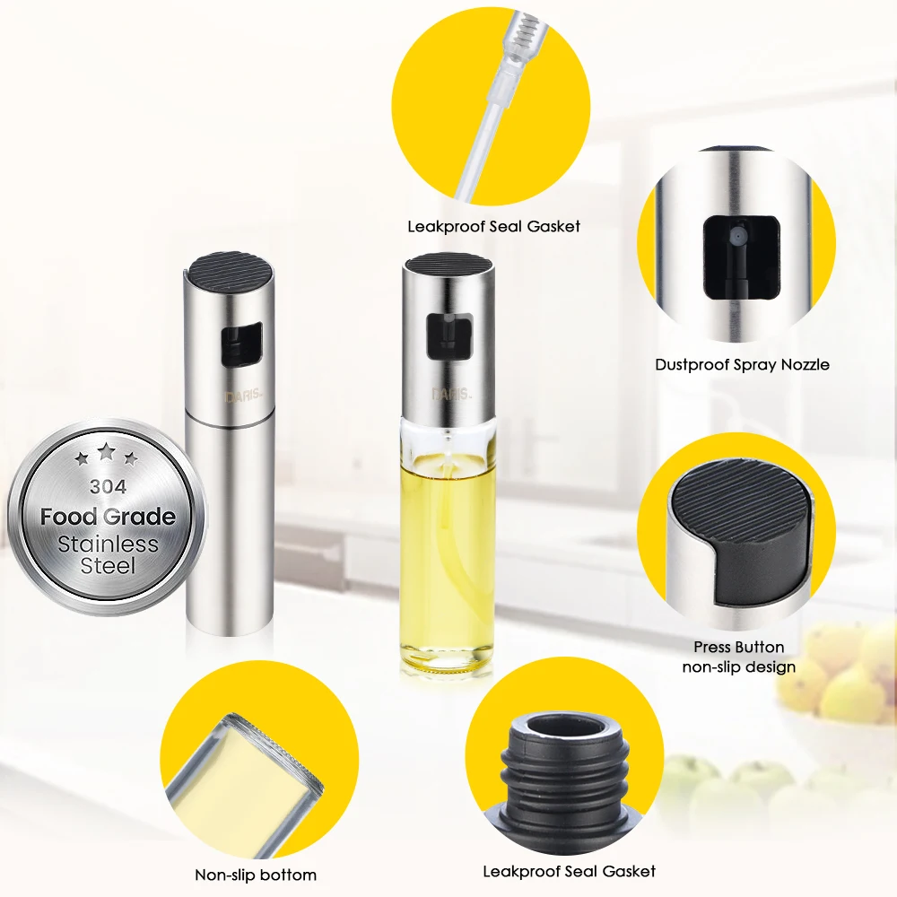 Kitchen Stainless Steel Olive Oil Sprayer Bottle Pump Oil Pot Leak-proof Grill BBQ Sprayer Dispenser BBQ Cookware Tools